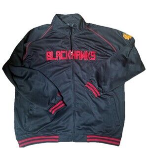 Chicago Blackhawks Jacket Mens 3XLT Black Full Zip NHL Hockey
